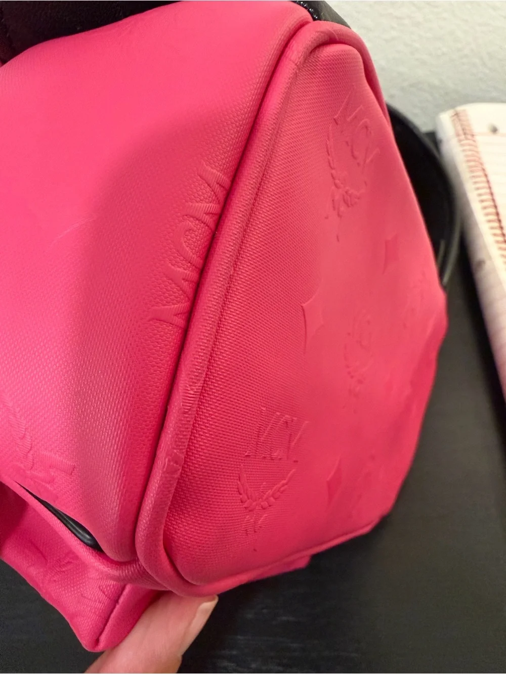 MCM Odeon studded backpack in pink